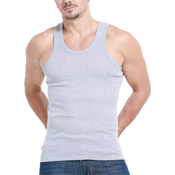 Mens Cotton Outdoor Sports Sleeveless Base Layer Vest Summer Tank Soft Tops